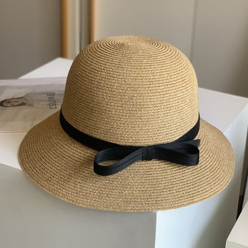 法式立体蝴蝶结草帽女柔软可折叠