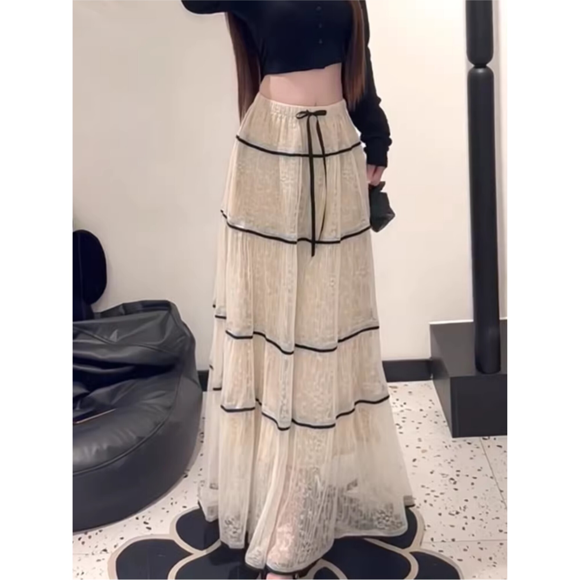 绝美法式仙女风半身裙时尚新款春夏2026年洋气高腰显瘦垂感A字裙