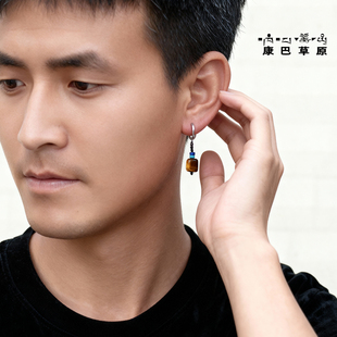 康巴草原首饰 耳环尼泊尔藏式耳夹单边耳坠男休闲百搭设计感耳饰