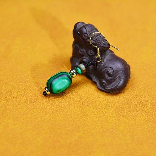 单边川西草原旅游孔绿色耳环藏式