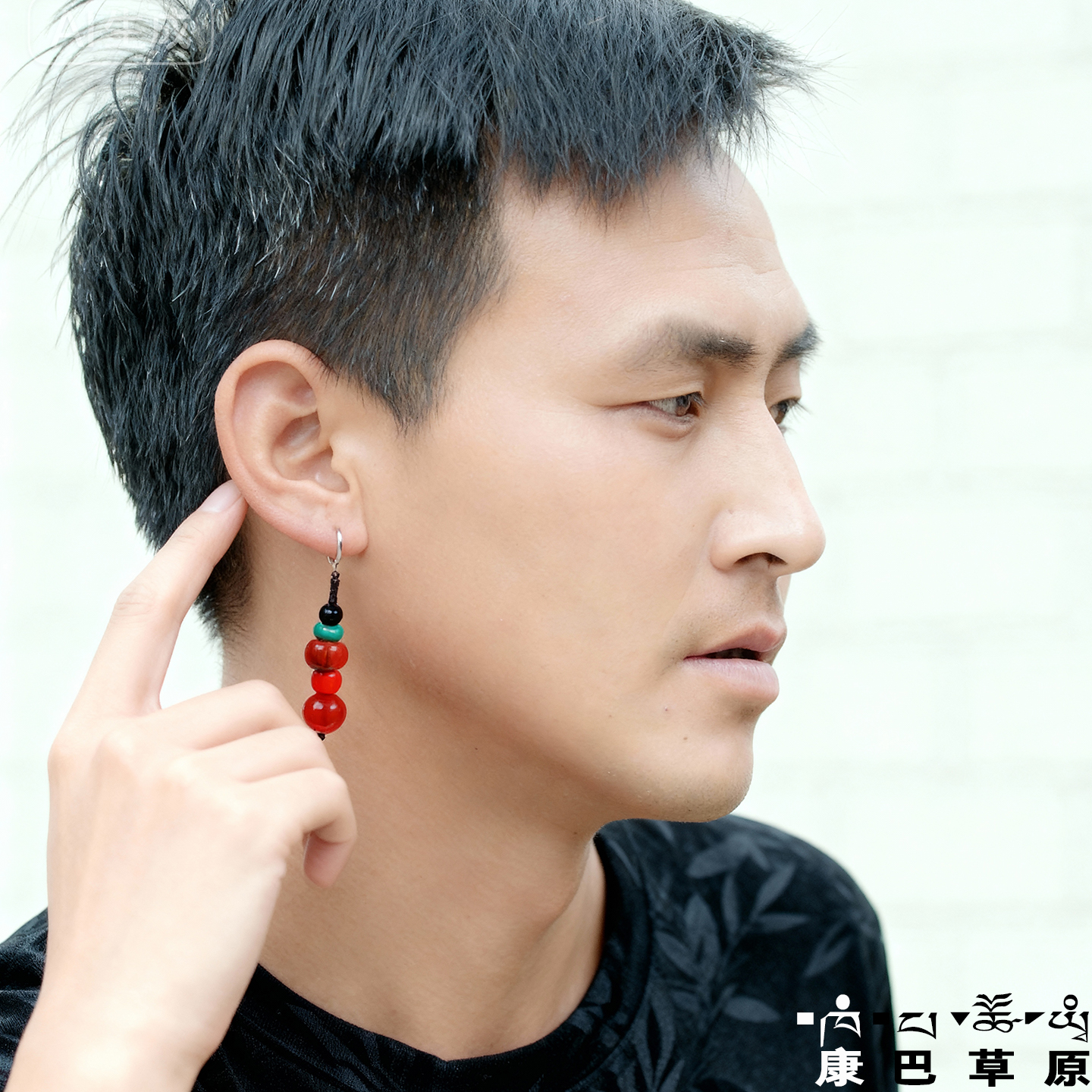 康巴草原首饰 耳环男耳钉藏式青海旅游藏族耳饰康巴汉子耳坠个性