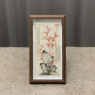 元倪瓒春雨新篁图墨竹图字画摆台挂画办公室装饰花鸟竖幅禅意国画