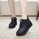 冬季 平跟软底休闲短靴百搭雪地靴 女防寒保暖加绒高帮鞋 新款 棉皮鞋