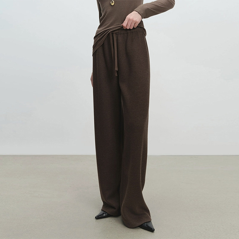 【琳琳粉丝专享】冬季新款加绒厚垂有型醋酸羊毛混纺休闲拖地裤