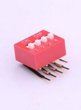 TM-04 拨码开关 拨码开关红色04P-90度插脚4PIN间距2.54mm立式侧