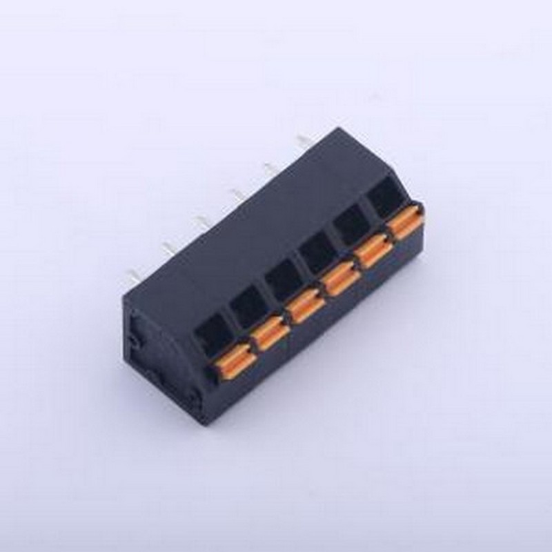 KFM736L-5.0-6P 弹簧式接线端子 1x6P 5mm 每排P数:6 排数:1 插件