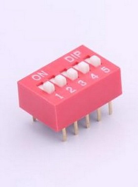 TA-05 拨码开关 拨码开关红色05P-180度5PIN间距2.54mm立式直插正