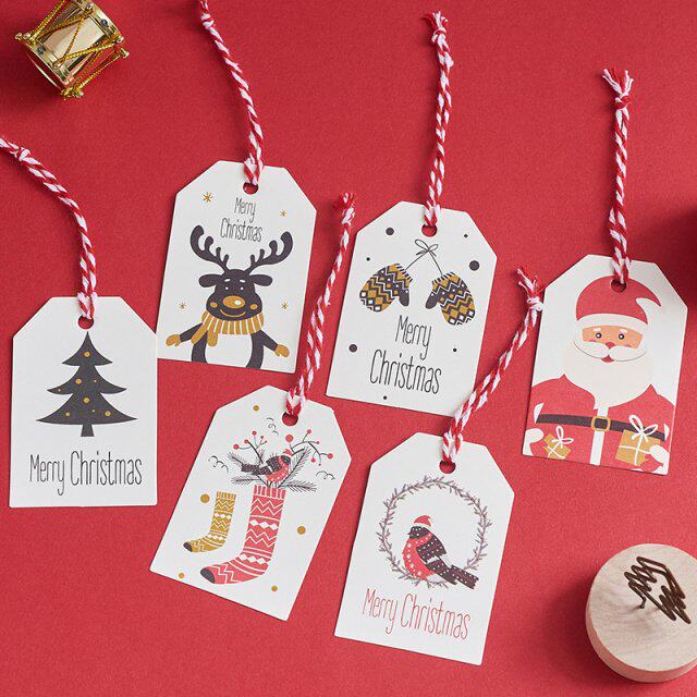 50pcs merry christmas tags kraft paper card gift label tag d