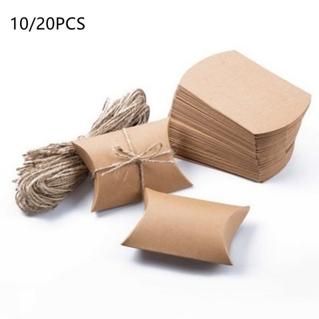 10/20pcs kraft paper box pillow shape candy box wedding favo