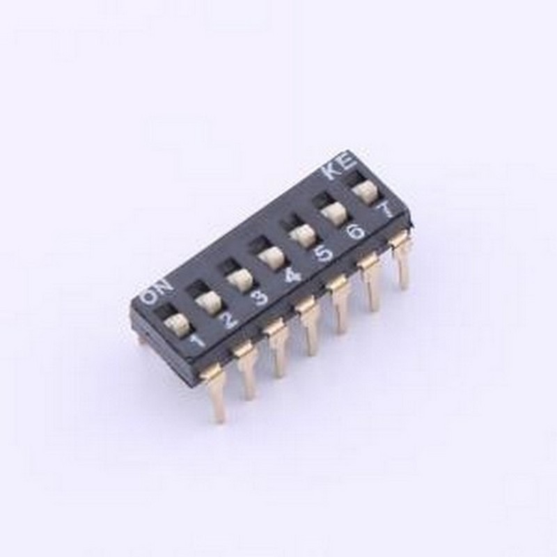 DSIC07LHGET 拨码开关 7位 2.54mm脚距双排列IC插件型 KE拨码开关