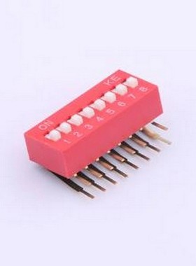 DSDA08LHGETR 拨码开关 2.54mm 宽体红色8位弯脚90°拨码开关