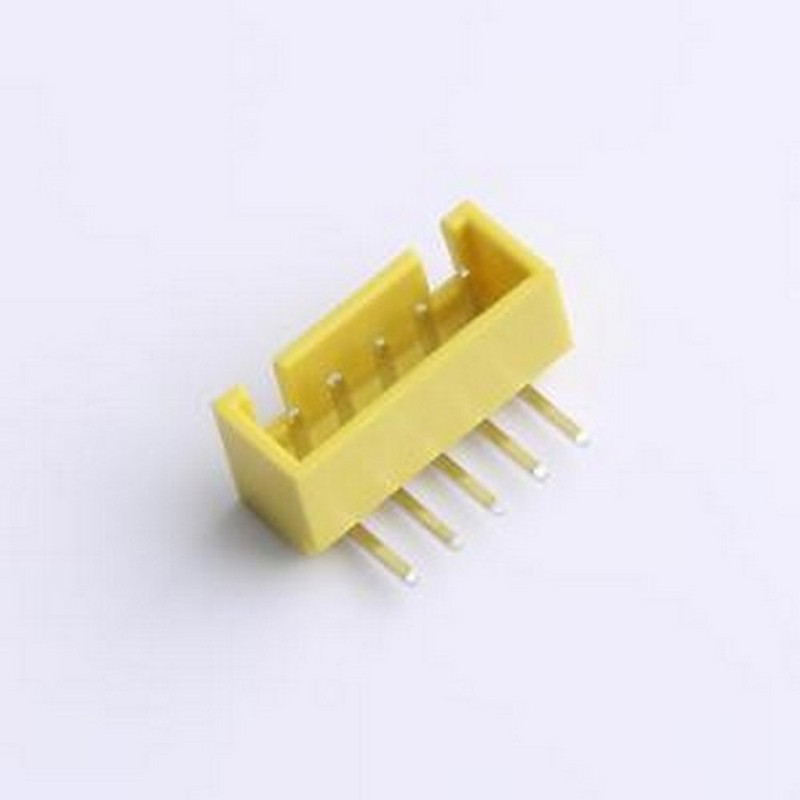 XY-XHB2.54-5A21-YT 线对板针座 XHB 2.54mm 1x5P 弯插 带扣 黄色