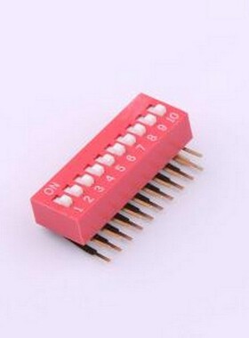 DA-10-R-T 拨码开关 2.54mm间距 10位 琴键式 90度弯插侧拨 红色