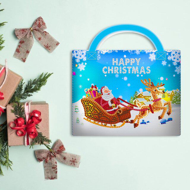 santa claus diy diamond gifts bag ornament kids apple pouch