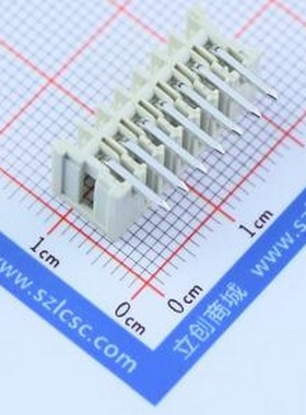 425针座连接器-弯形-07P-2.5mm白灰色 线对板针座 1x7P 间距:2.5m