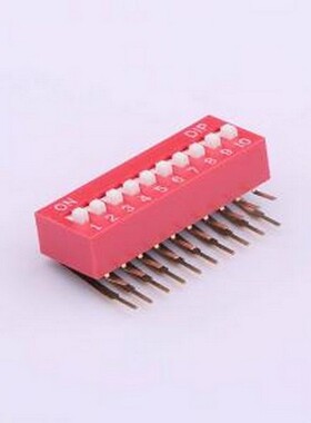 TM-10 拨码开关 拨码开关红色10P-90度插脚4PIN间距2.54mm立式侧