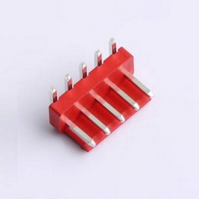 XY-VH3.96-5A21-R 线对板针座 VH 3.96mm 1x5P 弯插 红色 弯插,P=