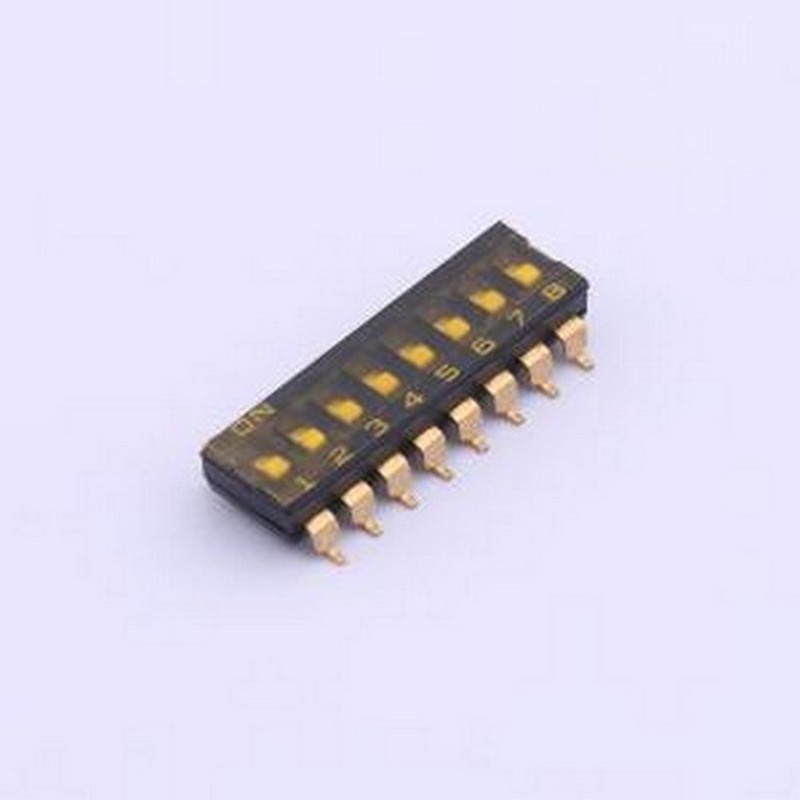 YDC08LS2 拨码开关 8位贴片低拨键贴膜,黑色2.54MM拨码开关 SMD-1