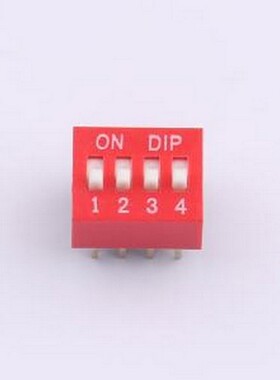 ZX-2.54BM-4PZC 拨码开关 DSE 2.54直插平拨红色4位 间距2.54mm