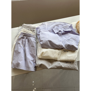 韩版时髦chic长袖衬衫高腰短裙时尚套装两件套女宽松慵懒春夏新款