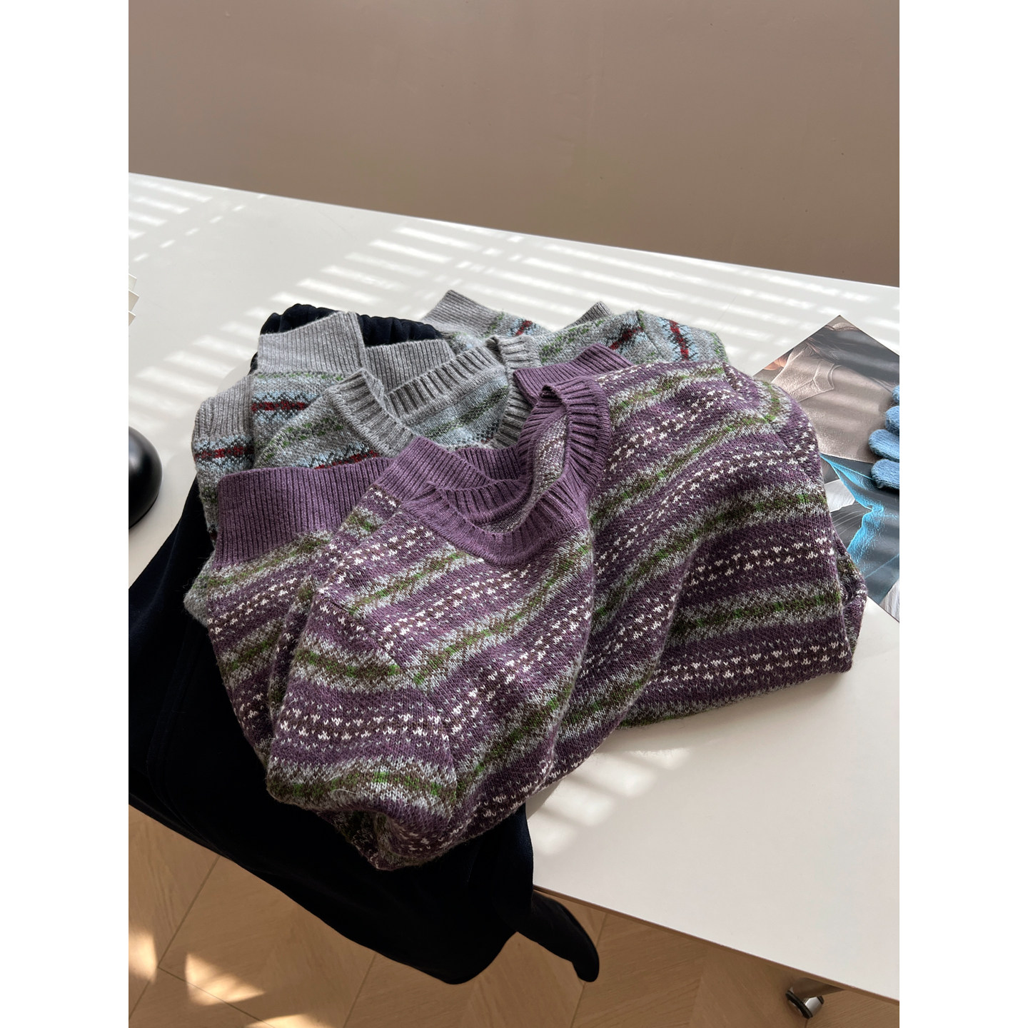 费尔岛~秋冬复古韩系提花圆领套头毛衣女宽松百搭显瘦内搭针织衫,女装/女士精品,毛衣,淘宝优惠券,粉丝福利购,淘宝优惠卷