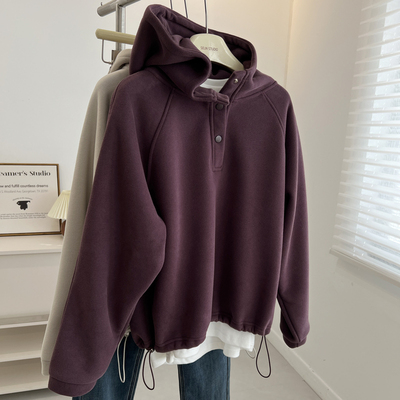 加厚宽松棉复合绒中性风套头卫衣