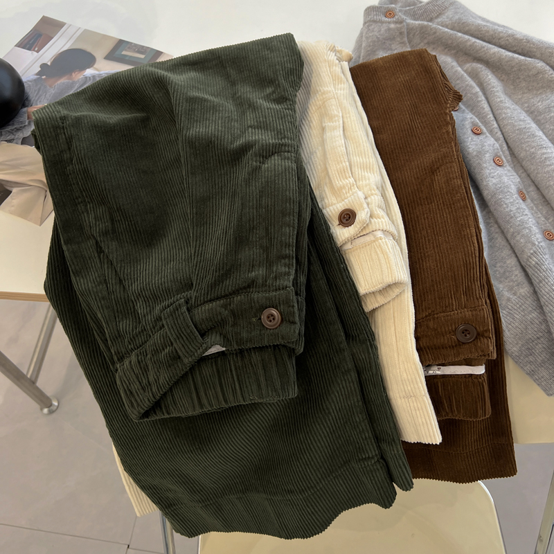 松紧腰韩版复古灯芯绒休闲裤