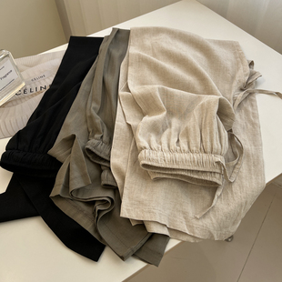 女宽松慵懒百搭休闲裤 新款 拖地裤 夏季 长裤 日系复古高腰棉麻阔腿裤