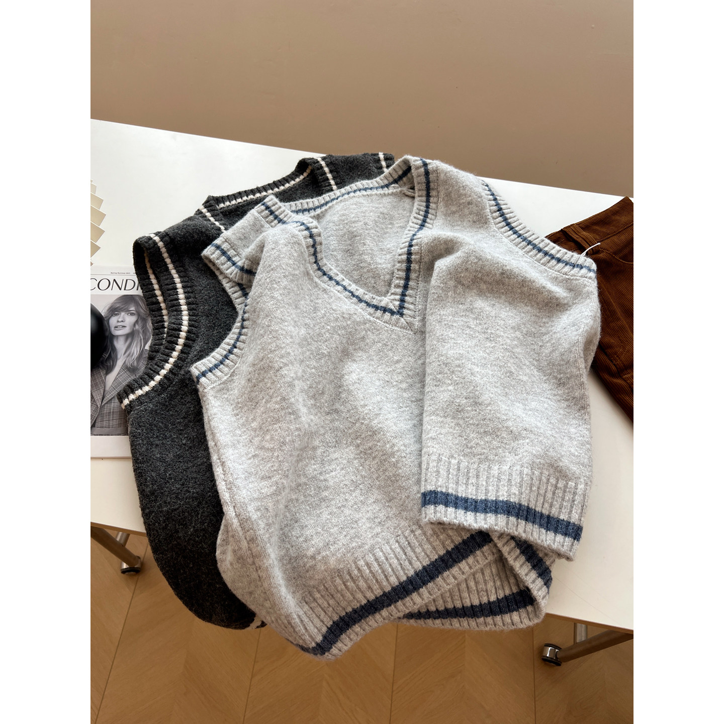 百搭复古V领毛衣马甲女宽松慵懒叠穿学生内搭针织背心秋冬新款潮,女装/女士精品,毛衣,淘宝优惠券,粉丝福利购,淘宝优惠卷