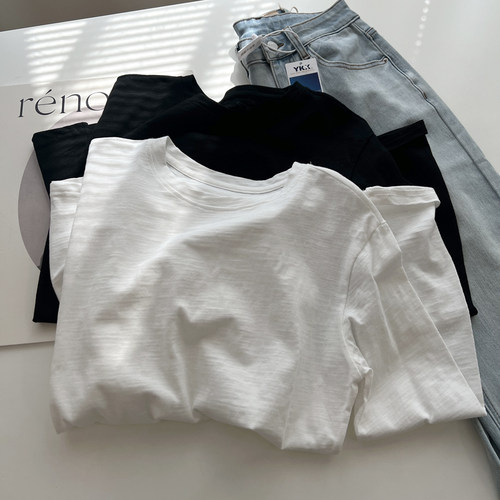 长袖韩版常规竹节棉女t恤