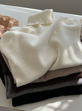 30羊毛百搭纯色高领羊毛衫女修身弹力无缝一体打底衫羊绒针织衫冬