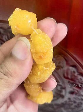 波罗的海二代蜜蜡鸡油黄弥勒佛手串浮水荧光佛手链跑江湖展会直播