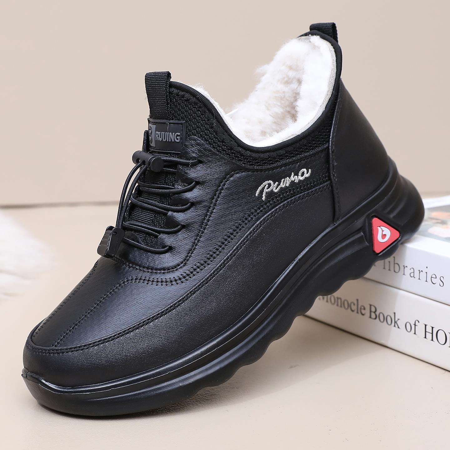 老北京布鞋男鞋冬季加绒加厚保暖纯羊毛爸爸棉鞋防滑中老年羊毛靴