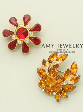 Eisenberg ICE钻切水晶花朵胸针合集 | Amy Vintage西洋古董首饰