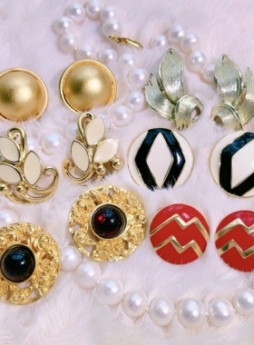 中古MONET Lisner文艺珐琅耳夹耳环合集 | Amy Vintage古董首饰