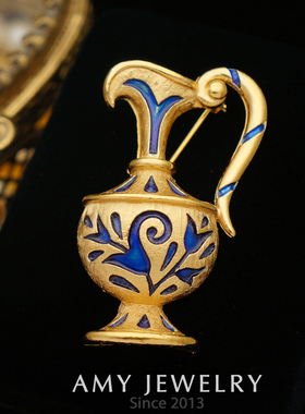 TRIFARI翠法丽蓝色东方剪纸艺术胸针｜Amy vintage西洋古董首饰