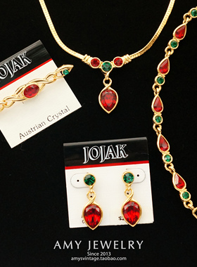 JOJAK澳大利亚水晶项链手链耳环胸针套装｜Amy vintage古董首饰