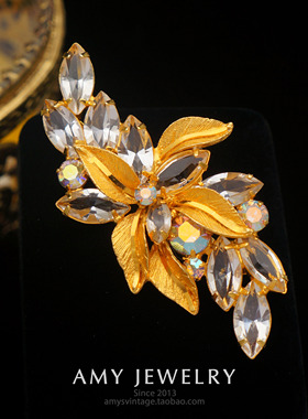 Juliana D&E开背水晶花卉胸针 | Amy Vintage西洋古董首饰