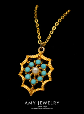 人造兰宝复古项链古董首饰