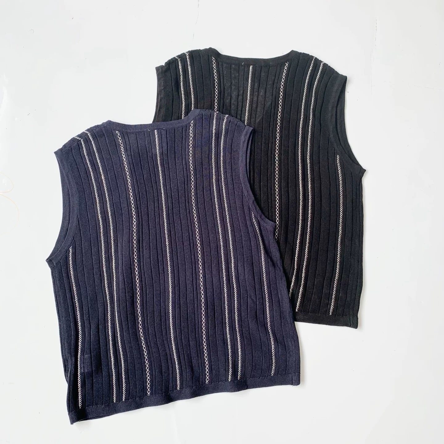 日系DANTON条纹单排扣针织马甲