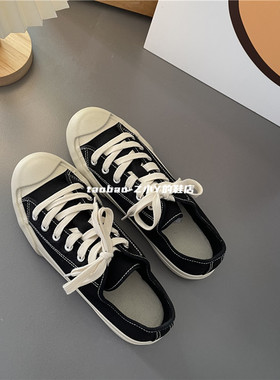 2025春季新款韩超火糖果色经典帆布鞋圆头系带板鞋低帮纯色休闲鞋