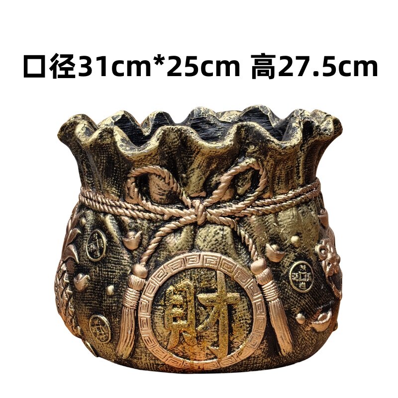 新款仿陶瓷花盆北欧简约特大口径家用客厅发财树钱袋花盆特价促销