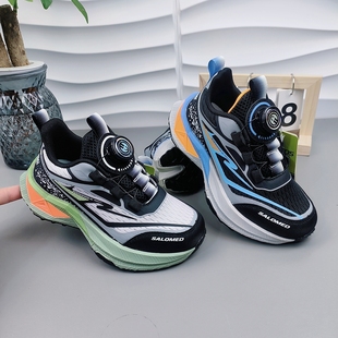 比迪童鞋25秋季新款中大童双网运动鞋鞋轻便透气男童休闲鞋旋纽扣