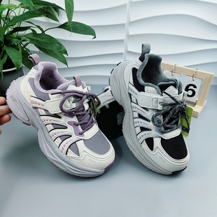 比迪童鞋25秋新款中大童加薄绒运动鞋鞋轻便男女童二棉鞋鞋魔术贴