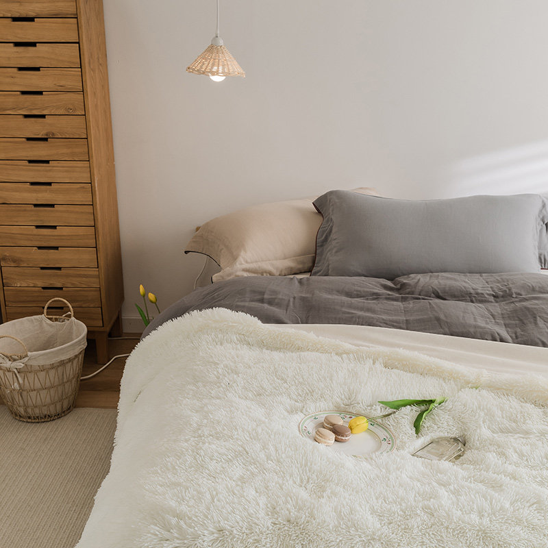 북유럽 스타일 솔리드 컬러 플러시 담요 플러시 담요 싱글 목도리 따뜻한 산호 벨벳 화이트 1.5M 플란넬