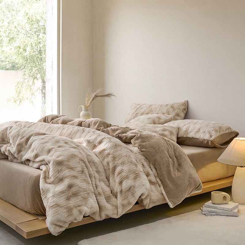 秋冬加厚濑兔绒四件套 | 保暖舒适四件套被套床单1.8双人单人床品,床上用品,床品套件/四件套/多件套,淘宝优惠券,粉丝福利购,淘宝优惠卷