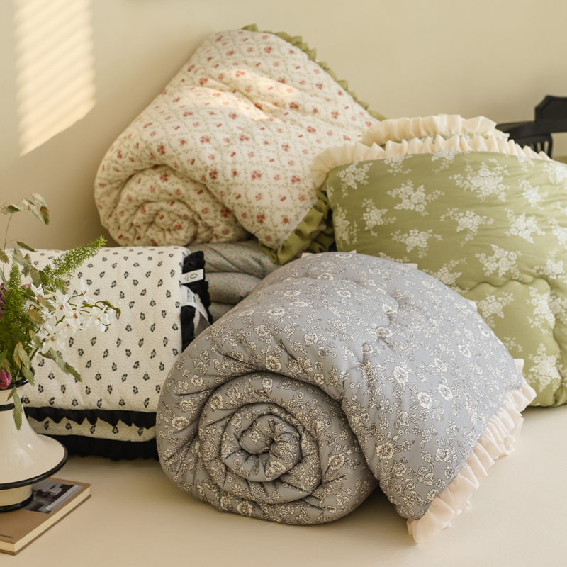 A类木耳花边针织棉大豆纤维被子