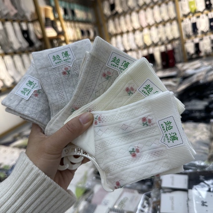 女士春夏超薄透气网眼袜子女中筒袜可爱日系卡通短袜空调凉感