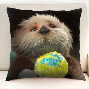 深海大饭店电影周边南河海獭糖豆玩偶海报照片可定做动漫靠垫礼物