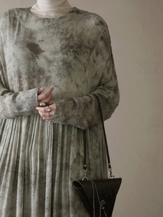 菖蒲色提花扎染水墨感褶皱设计师连衣裙 ATELIERSOMEPIECE 工碎